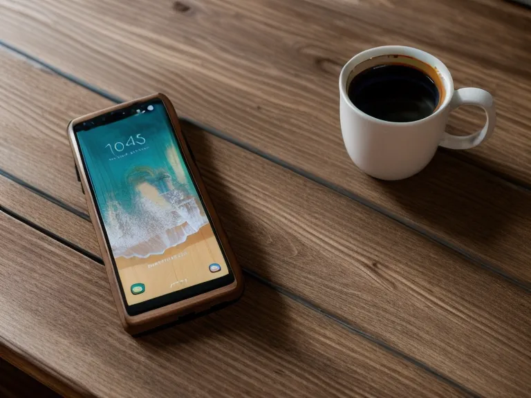 Hundetraining für Anfänger: Smartphone mit Online-Kurs zur Hundekommunikation neben einer Kaffeetasse auf dem Schreibtisch