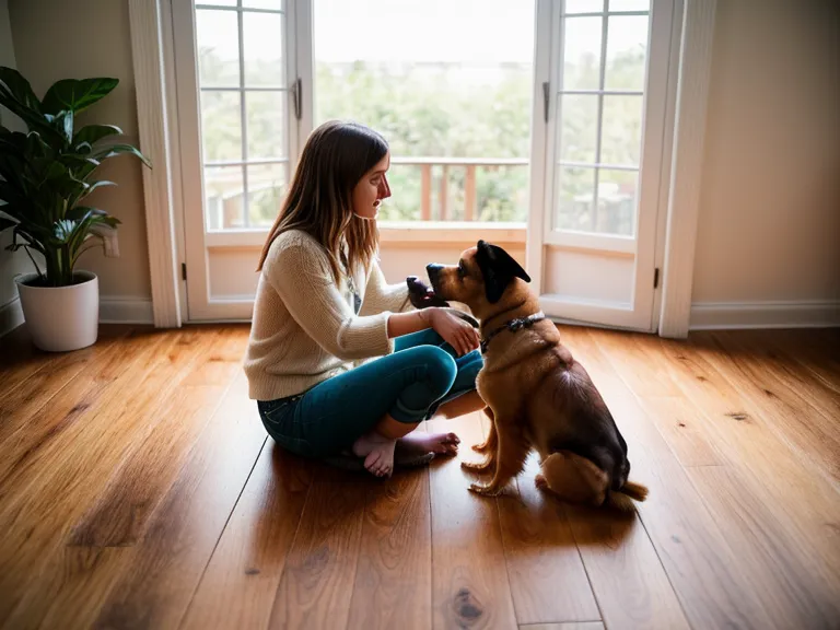 Hände halten ein Leckerli über einem Tablet mit einem Online-Hundetraining-Kurs.