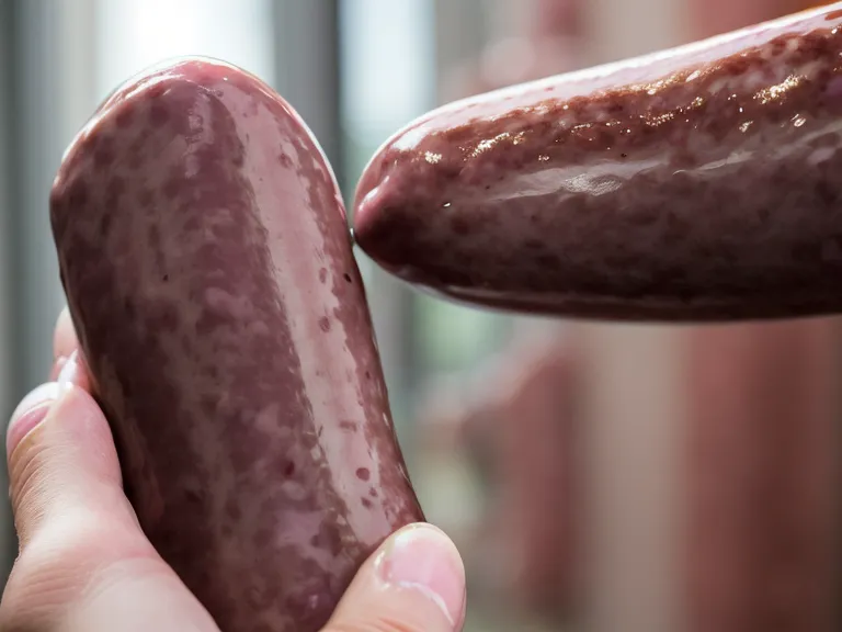 Hand hält eine Tube Leberwurst für den Hund
